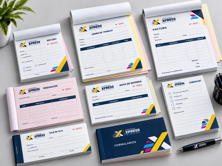 Ejemplo visual de formatos y blocks personalizados de Impresos Xpress