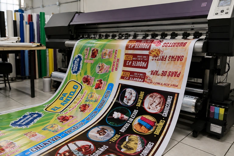 Producción de lona publicitaria en impresora de gran formato
